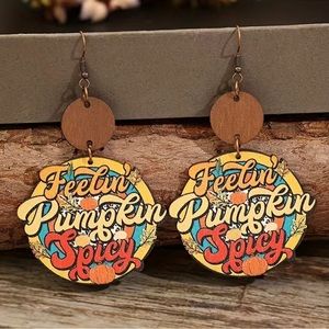 Mix & Match 2 for $12 PUMPKIN SPICY Vintage Retro Design Wooden Holiday Earrings